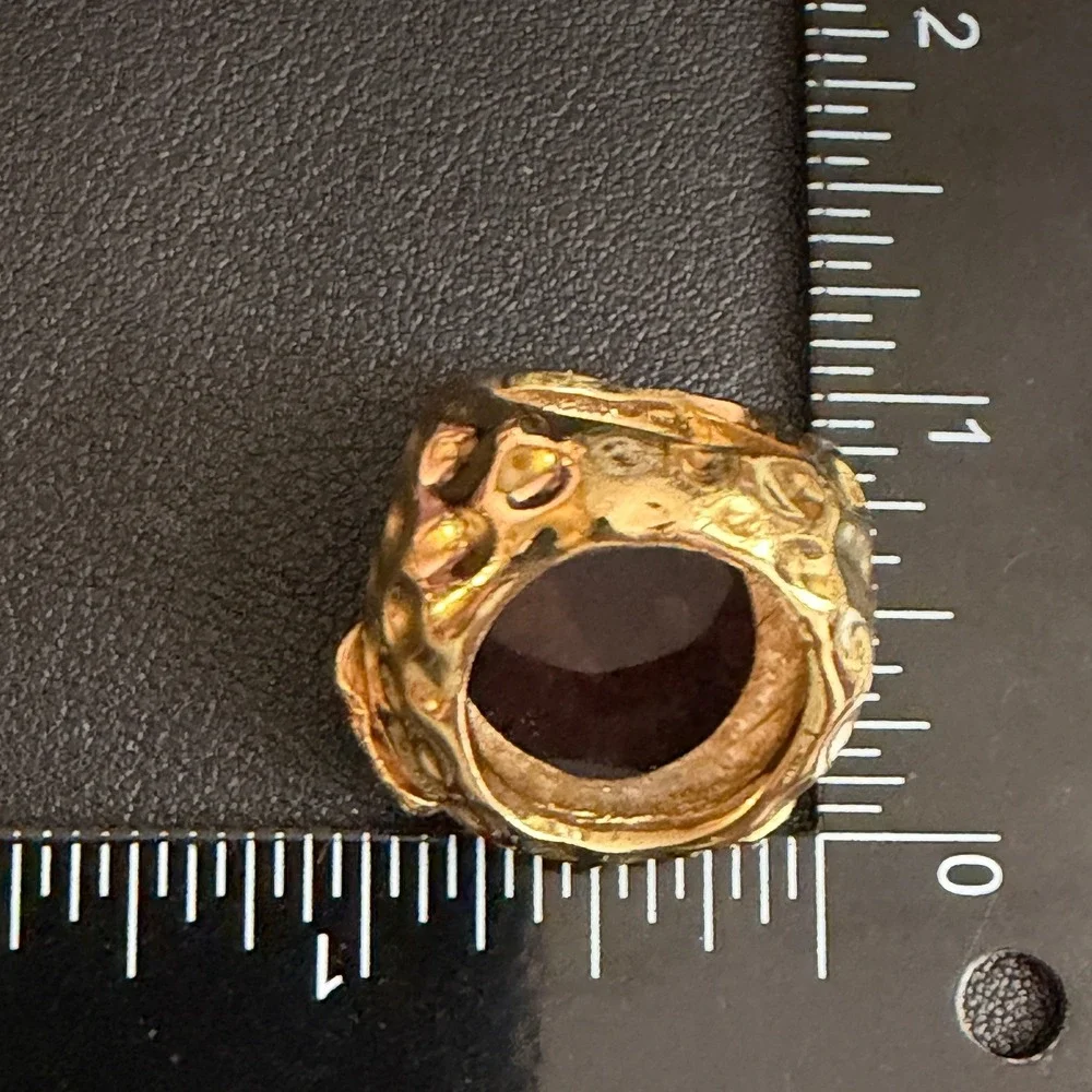 Vintage Ring Brutalist Chunky Alligator Rhinestone Gold Tone Pinky Size 5